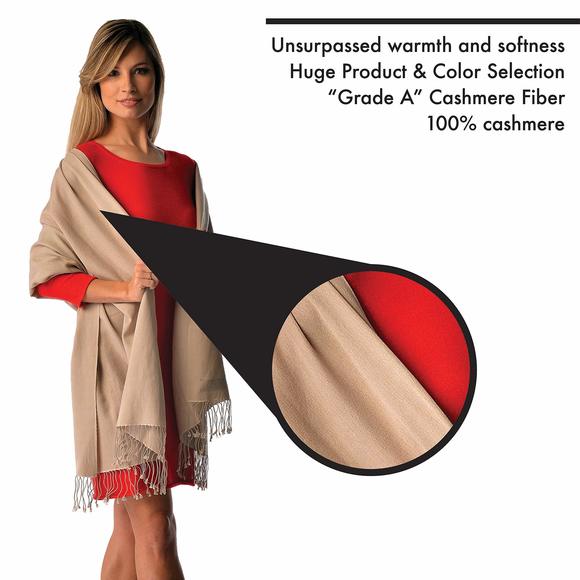 : 70% Cashmere And 30% Silk Pashmina Wrap Stole (color: Orange, Size: 28" X🐴 - Picture 3 of 9